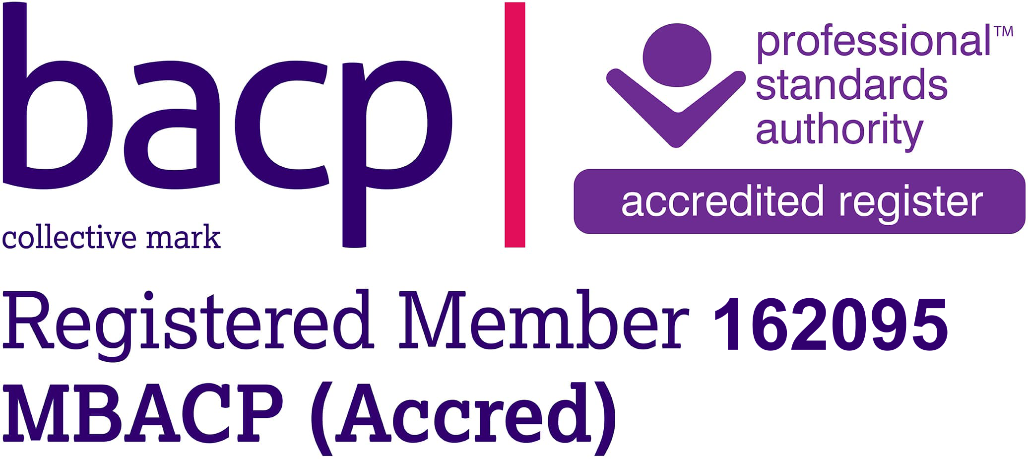 Registered BACP member 162095 logo.
